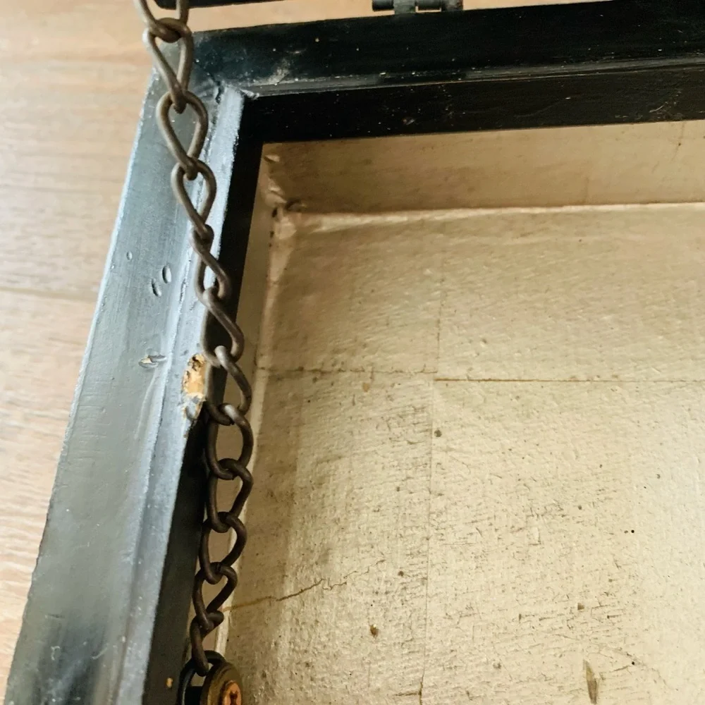 Wooden Jewelry Box with Metal ornaments